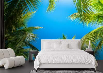 Coconut Palm tree with blue sky. Wall mural