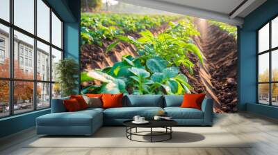 potato plant field Wall mural