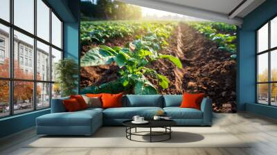 potato plant field Wall mural