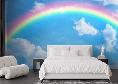 Rainbow in blue sky. Wall mural