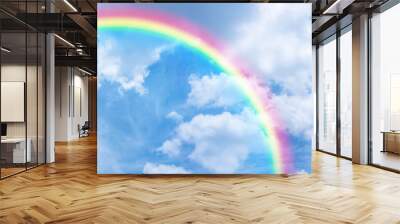 Rainbow in blue sky. Wall mural