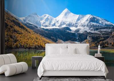 snow mountain in daocheng yading. Wall mural