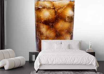 Soft drinks with ice cubes isolated transparent background. Wall mural