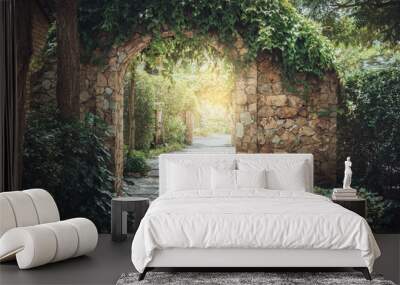 Stone arch entrance wall. Wall mural