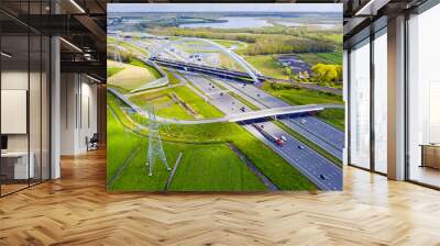 Aerial from junction Muiderberg in the Netherlands Wall mural