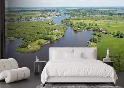 Aerial from national park Alde Feanen in Friesland in the Netherlands Wall mural