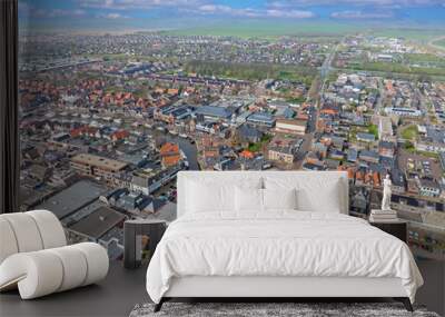 Aerial from the city Lemmer in Friesland the Netherlands Wall mural