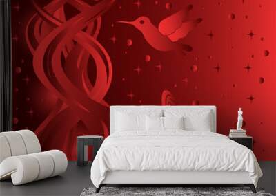 phantasmagoric floral and animal composition with starry sky bac Wall mural