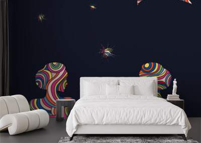 Zodiac sign Gemini with colorful wavy shapes Wall mural