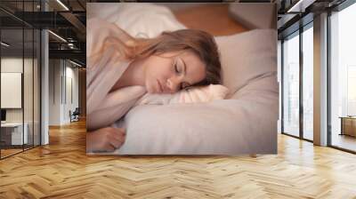 Portrait of a beautiful woman sleeping. Wall mural