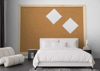 White memo stick on cork board mock up Wall mural