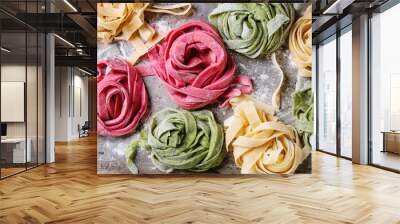 Colored fresh homemade pasta tagliatelle Wall mural