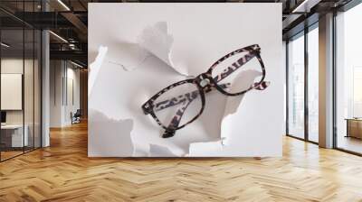 fashion eye glasses in light gray background Wall mural