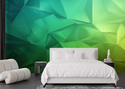 Abstract Green and Blue Low Poly Background Wall mural