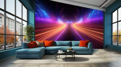 Abstract Neon Lights Tunnel Wall mural