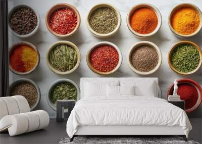 Assortment of Spices in Bowls Wall mural