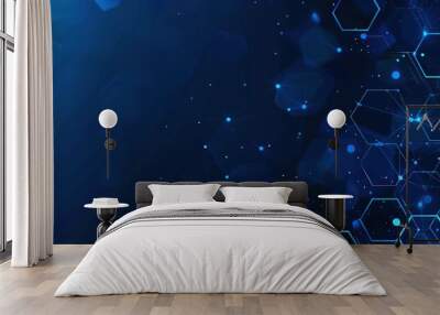 Blue background with hexagon pattern Wall mural