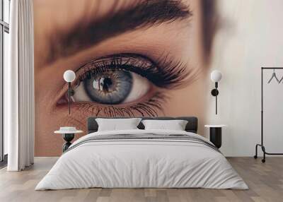 close up view of beautiful woman's eyelids Wall mural