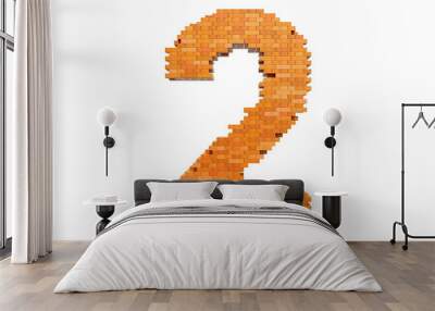 Number 2 from building bricks, 3D rendering Wall mural