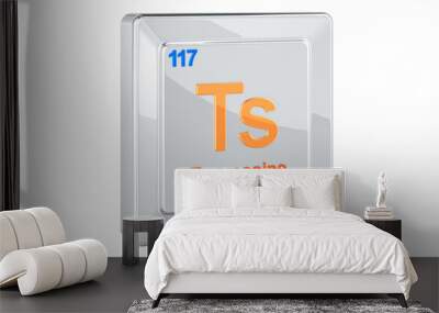 Tennessine Ts, chemical element sign. 3D rendering Wall mural