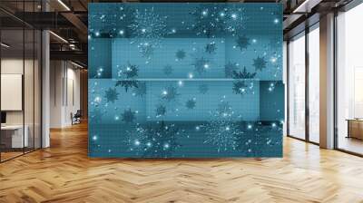 Creative Christmas card with snowflakes. Wall mural