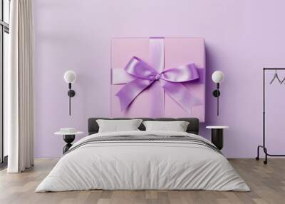 Elegant Purple Gift Box with bow Ribbon Wall mural