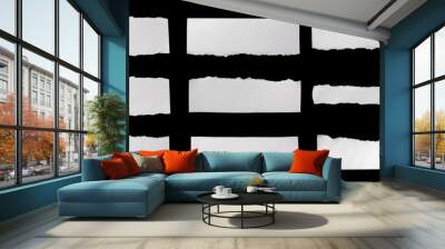 ripped white paper on a black isolated background Wall mural