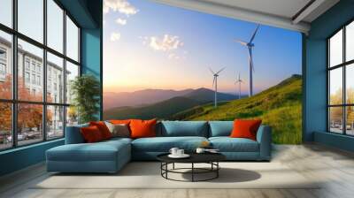 Wind Turbines on Mountain Landscape Wall mural