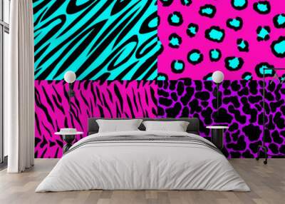 animal skin seamless patterns in bright colors Wall mural