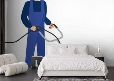 Man with pressure washer surface cleaner Wall mural