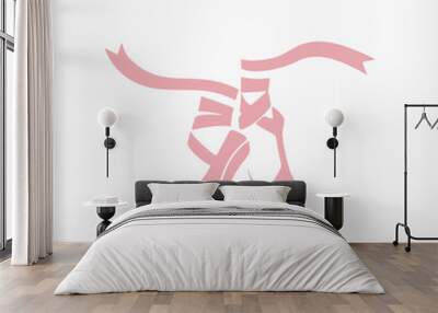 pink ballet pointes. dance studio symbol Wall mural