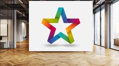 Star ribbon symbol in rainbow gradient colors Wall mural