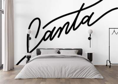 Santa hand drawn signature. Black letters isolated on white background. Greeting lettering for signing christmas letters sent by snail mail or e-mail, invitation, poster, postcard, banner Wall mural