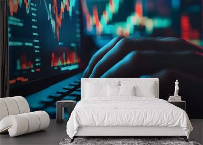 Data Analysis with Stock Market Trends and Charts Wall mural