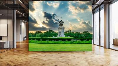 Statue and Garden in Houston at Sunset - Houston, Texas, USA Wall mural