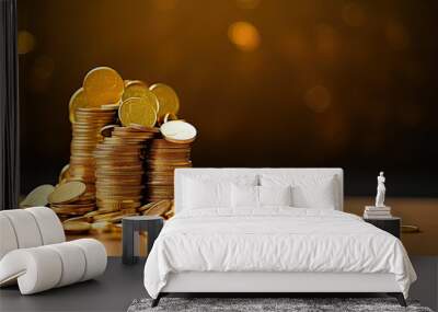 stack of gold coins, savings money concept Wall mural