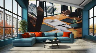 Business People Planning Strategy Analysis from financial document report, Office Concept. Wall mural