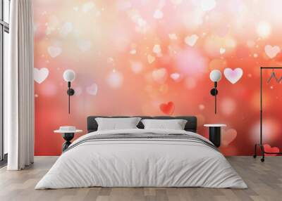 Valentine day background wallpaper. valentines day hearts decoration bokeh light blurry background. Generative AI Wall mural