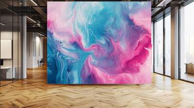 abstract painting of hot pink and blue colors with a wave. Fantasy concept , Illustration painting. Wall mural