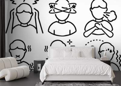 Set of illness sick line icon Wall mural