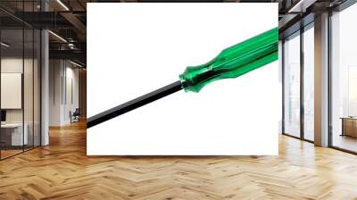 Black screwdriver with green handle isolated on white background with clipping path in png file format Wall mural