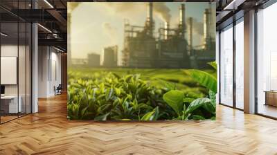 A large industrial plant with a lot of smoke coming out of it Wall mural