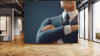 A man in a suit is standing with his arms crossed Wall mural