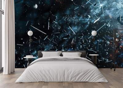 A space scene with a lot of debris and a lot of stars Wall mural