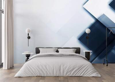 A white background with blue squares on it Wall mural