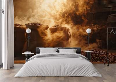 The bags are covered in smoke, giving the scene a smoky, rustic feel Wall mural