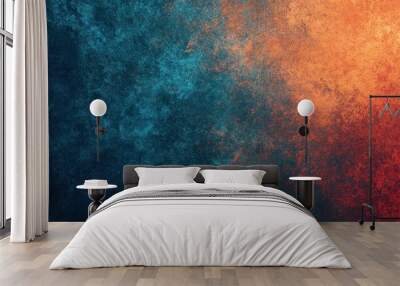 Abstract textured background blending hues of blue and orange, creating a vibrant artistic atmosphere. Wall mural