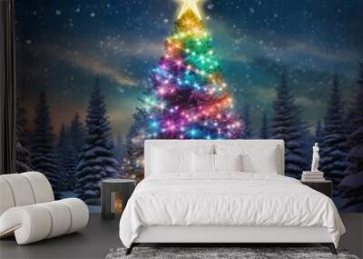 Christmas tree with star (ai generated) Wall mural