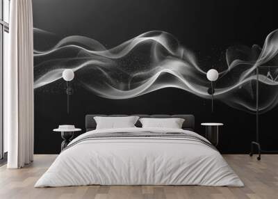 Elegant wisps of smoke in a dark setting, creating a surreal and mysterious atmosphere. Wall mural