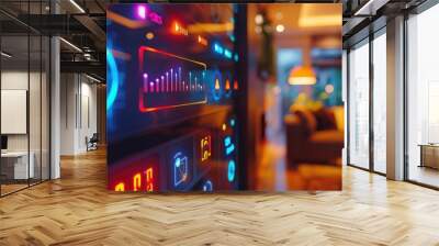 Futuristic smart home control panel in modern living room Wall mural